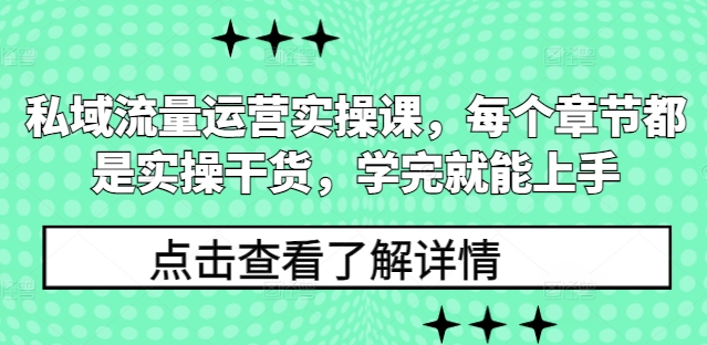 私域流量运营实操课，每个章节都是实操干货，学完就能上手-天使资源网
