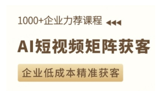 AI短视频矩阵获客实操课，企业低成本精准获客-天使资源网