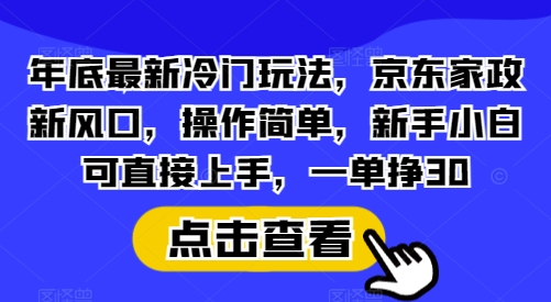 年底最新冷门玩法，京东家政新风口，操作简单，新手小白可直接上手，一单挣30【揭秘】-天使资源网