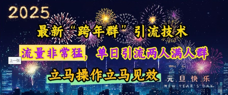 最新“跨年群”引流，流量非常猛，单日引流两人满人群，立马操作立马见效【揭秘】-天使资源网