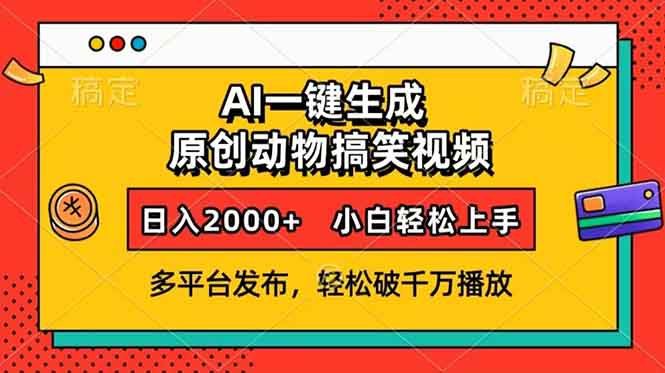 AI一键生成动物搞笑视频，多平台发布，轻松破千万播放，日入2000+，小…-天使资源网