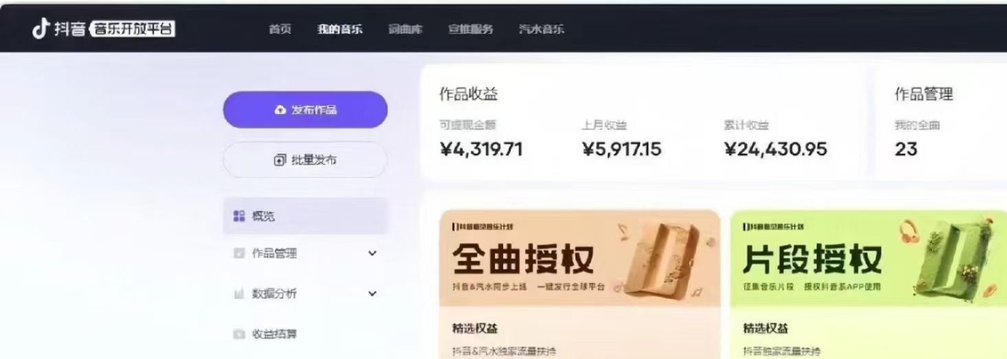 抖音汽水音乐人计划无脑月入5000+操作简单实操已落地-天使资源网