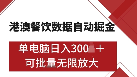 港澳数据全自动掘金，单电脑日入5张，可矩阵批量无限操作【仅揭秘】-天使资源网