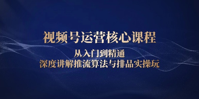 视频号运营核心课程，从入门到精通，深度讲解推流算法与排品实操玩-天使资源网
