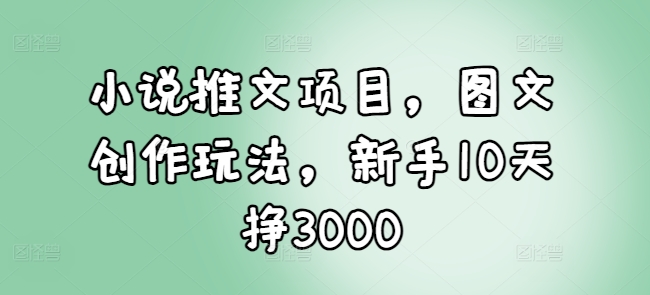 小说推文项目，图文创作玩法，新手10天挣3000-天使资源网
