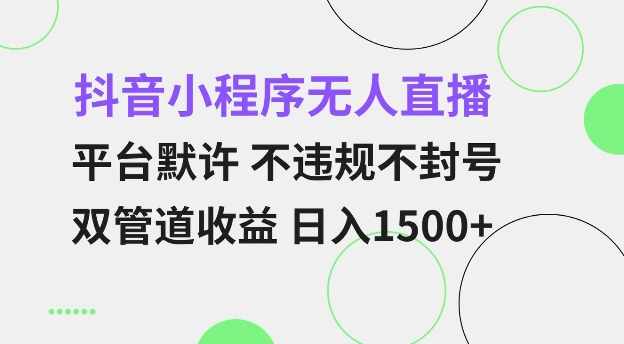 抖音小程序无人直播 平台默许 不违规不封号 双管道收益 日入多张 小白也能轻松操作【仅揭秘】-天使资源网