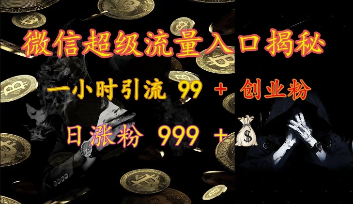 微信超级流量入口揭秘：一小时引流 99 + 创业粉，日涨粉 999 +-天使资源网