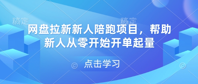 网盘拉新新人陪跑项目，帮助新人从零开始开单起量-天使资源网