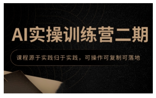 AI实操训练营二期，课程源于实践归于实践，可操作可复制可落地-天使资源网