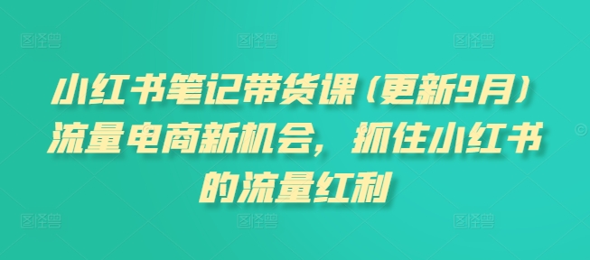 小红书笔记带货课(更新25年1月)流量电商新机会，抓住小红书的流量红利-天使资源网