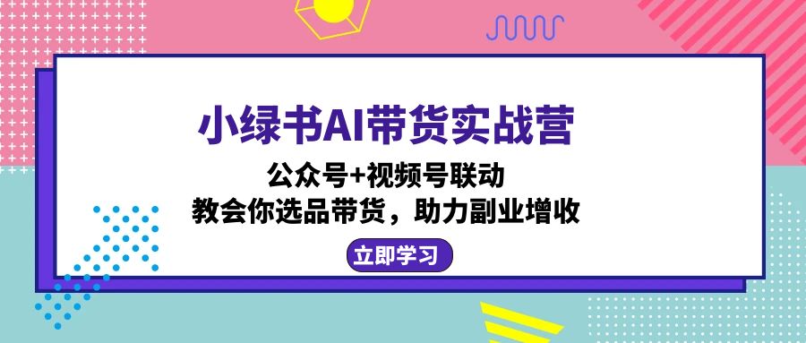 小绿书AI带货实战营：公众号+视频号联动，教会你选品带货，助力副业增收-天使资源网