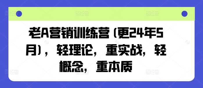 老A营销训练营(更25年1月)，轻理论，重实战，轻概念，重本质-天使资源网