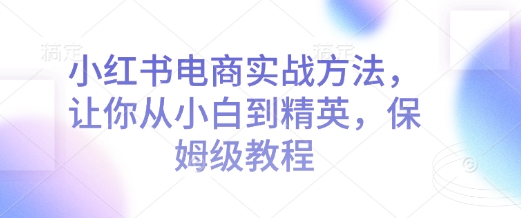 小红书电商实战方法，让你从小白到精英，保姆级教程-天使资源网