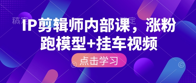 IP剪辑师内部课，涨粉跑模型+挂车视频-天使资源网