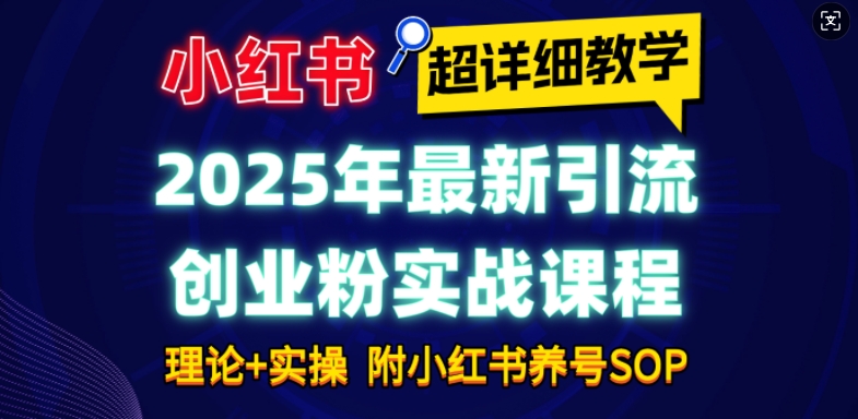 2025年最新小红书引流创业粉实战课程【超详细教学】小白轻松上手，月入1W+，附小红书养号SOP-天使资源网