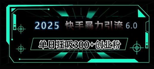 2025年快手6.0保姆级教程震撼来袭，单日狂吸300+精准创业粉-天使资源网