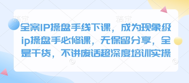 全案IP操盘手线下课，成为现象级ip操盘手必修课，无保留分享，全是干货，不讲废话超深度培训实操-天使资源网