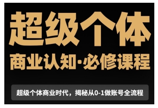 超级个体商业认知觉醒视频课，商业认知·必修课程揭秘从0-1账号全流程-天使资源网