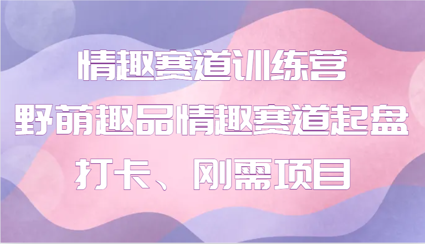 情趣赛道训练营 野萌趣品情趣赛道起盘打卡、刚需项目-天使资源网