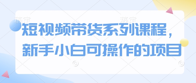 短视频带货系列课程，新手小白可操作的项目-天使资源网