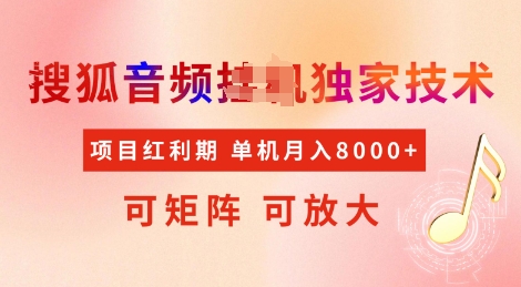 全网首发搜狐音频挂JI独家技术，项目红利期，可矩阵可放大，稳定月入8k【揭秘】-天使资源网