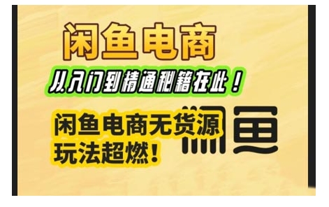 闲鱼电商实战课，从入门到精通秘籍在此，闲鱼电商无货源玩法超燃!-天使资源网