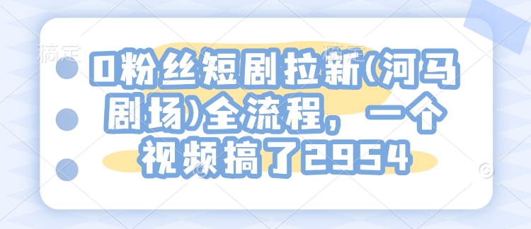 0粉丝短剧拉新(河马剧场)全流程，一个视频搞了2954-天使资源网