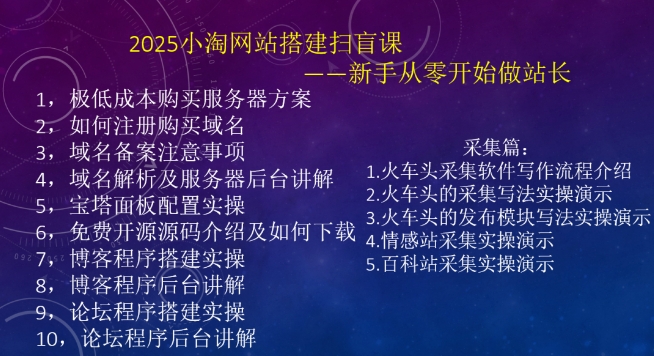 2025小淘网站搭建扫盲课，新手从零开始做站长-天使资源网