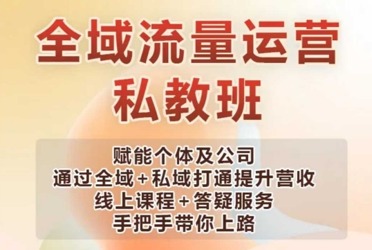 全域流量运营操盘课，赋能个体及公司通过全域+私域打通提升营收-天使资源网