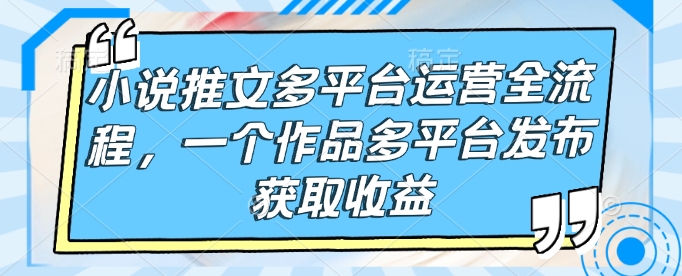 小说推文多平台运营全流程，一个作品多平台发布获取收益-天使资源网