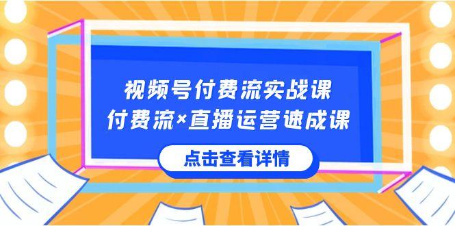 视频号付费流实战课，付费流×直播运营速成课，让你快速掌握视频号核心运营技能-天使资源网