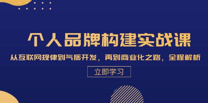 个人品牌构建实战课：从互联网规律到气质开发，再到商业化之路，全程解析-天使资源网