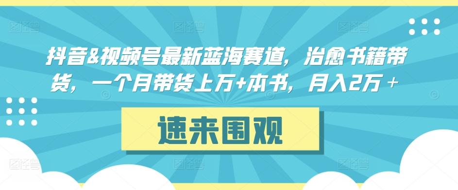 抖音&视频号最新蓝海赛道，治愈书籍带货，一个月带货上万+本书，月入2万＋【揭秘】-天使资源网