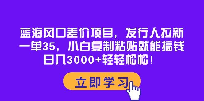 蓝海风口差价项目，发行人拉新，一单35，小白复制粘贴就能搞钱！日入30…-天使资源网