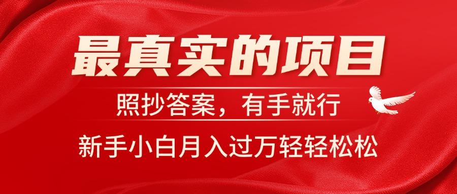 最真实的项目，照抄答案，有手就行，新手小白月入过万轻轻松松-天使资源网