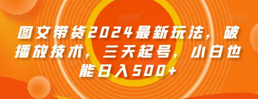 图文带货2024最新玩法，破播放技术，三天起号，小白也能日入500+【揭秘】-天使资源网