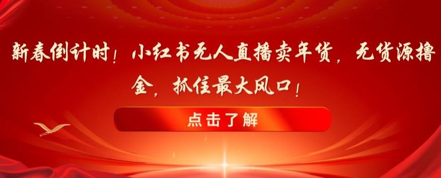 新春倒计时！小红书无人直播卖年货，无货源撸金，抓住最大风口【揭秘】-天使资源网