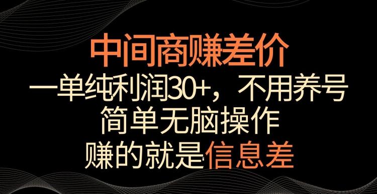 中间商赚差价，一单纯利润30+，简单无脑操作，赚的就是信息差，轻轻松松日入1000+【揭秘】-天使资源网