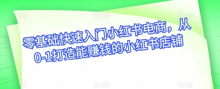零基础快速入门小红书电商，从0-1打造能赚钱的小红书店铺-天使资源网