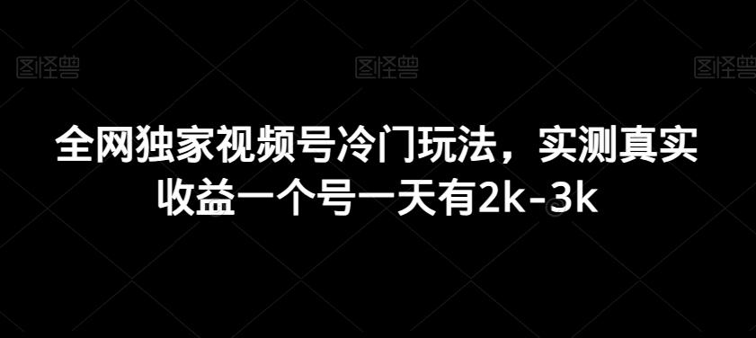 全网独家视频号冷门玩法，实测真实收益一个号一天有2k-3k-天使资源网