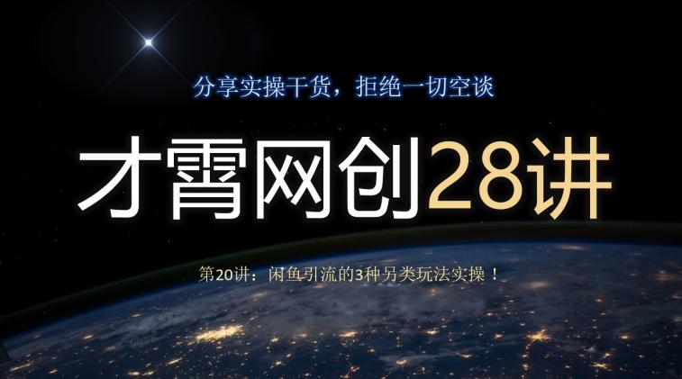 才霄网创28讲第20讲：闲鱼引流的3种另类玩法实操！-天使资源网