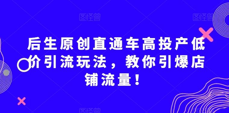 后生原创直通车高投产低价引流玩法，教你引爆店铺流量！-天使资源网