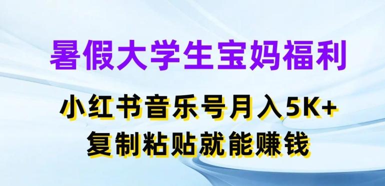 暑假大学生宝妈福利，小红书音乐号月入5000+，复制粘贴就能赚钱【揭秘】-天使资源网
