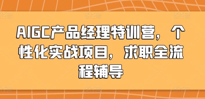 AIGC产品经理特训营，个性化实战项目，求职全流程辅导-天使资源网