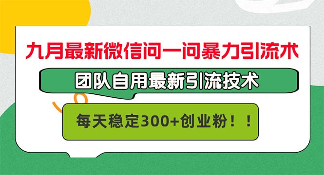 九月最新微信问一问暴力引流术，团队自用引流术，每天稳定300+创…-天使资源网