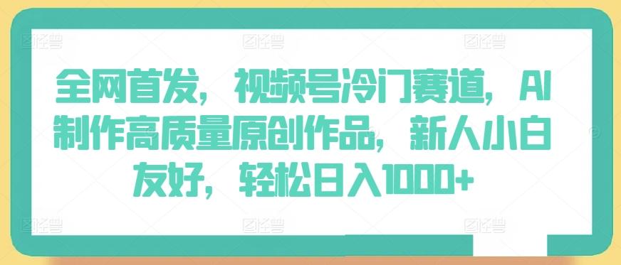 全网首发，视频号冷门赛道，AI制作高质量原创作品，新人小白友好，轻松日入1000+【揭秘】-天使资源网