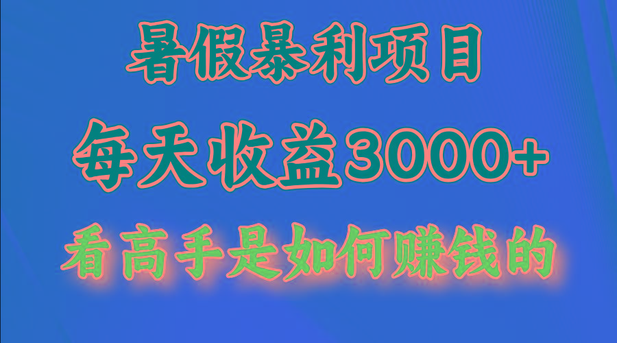暑假暴力项目 1天收益3000+，视频号，快手，不露脸直播.次日结算-天使资源网