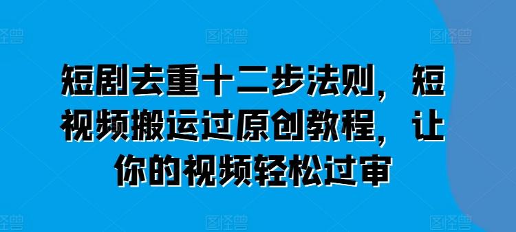 短剧去重十二步法则，短视频搬运过原创教程，让你的视频轻松过审-天使资源网