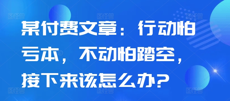 某付费文章：行动怕亏本，不动怕踏空，接下来该怎么办?-天使资源网