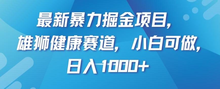 最新暴力掘金项目，雄狮健康赛道，小白可做，日入1000+【揭秘】-天使资源网